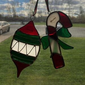Marilyn Red and Green Glass Holiday Ornaments 6”